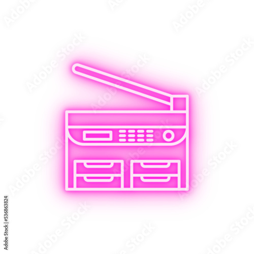 Workplace copy machine neon icon