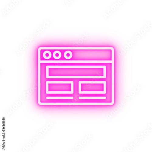 Browser web site pictures neon icon
