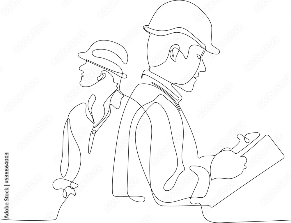 construction manager and engineer working on building site. Vector illustration