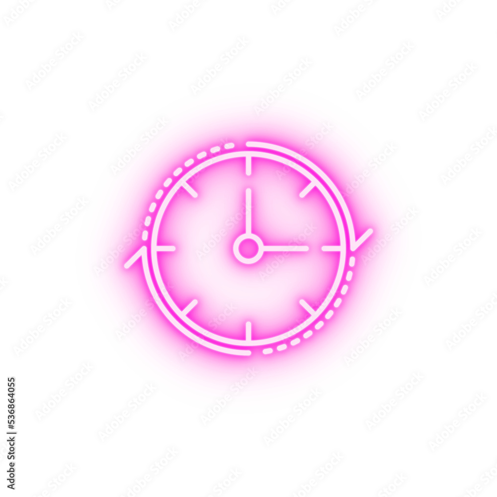 Time management clock hour passing schedule time neon icon