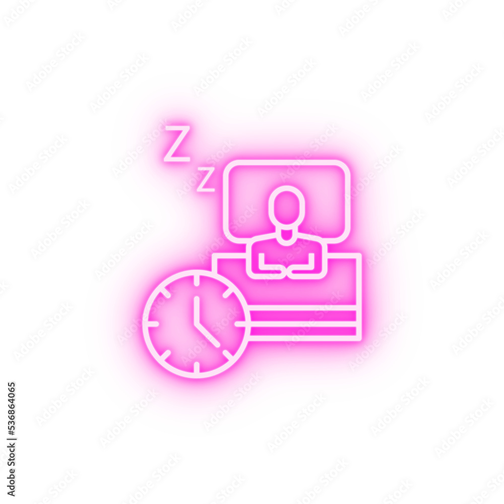 Time management bed relax resting sleep time neon icon Time management bed relax resting sleep time neon icon