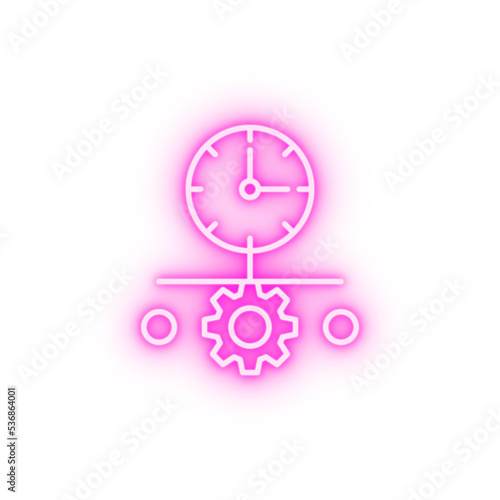 Time management clock hour time neon icon