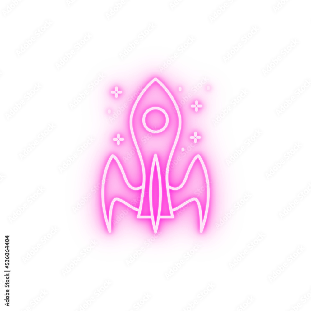 Spaceship neon icon Spaceship neon icon