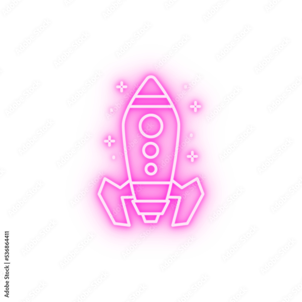Spaceship neon icon Spaceship neon icon