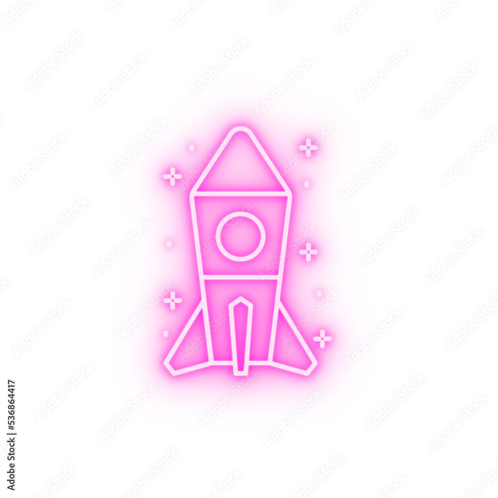 Spaceship neon icon Spaceship neon icon