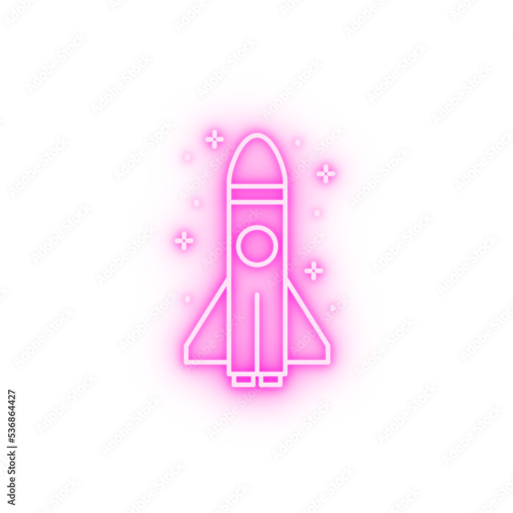Spaceship neon icon Spaceship neon icon