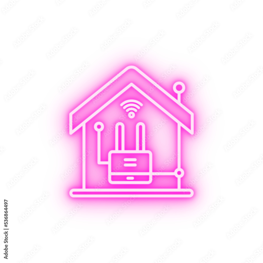 Smart connected wi fi neon icon Smart connected wi fi neon icon