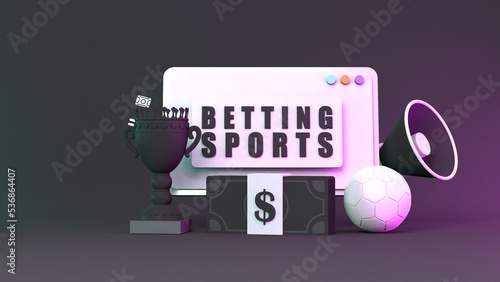 Betting banner. Sports betting. 3d render illustration.