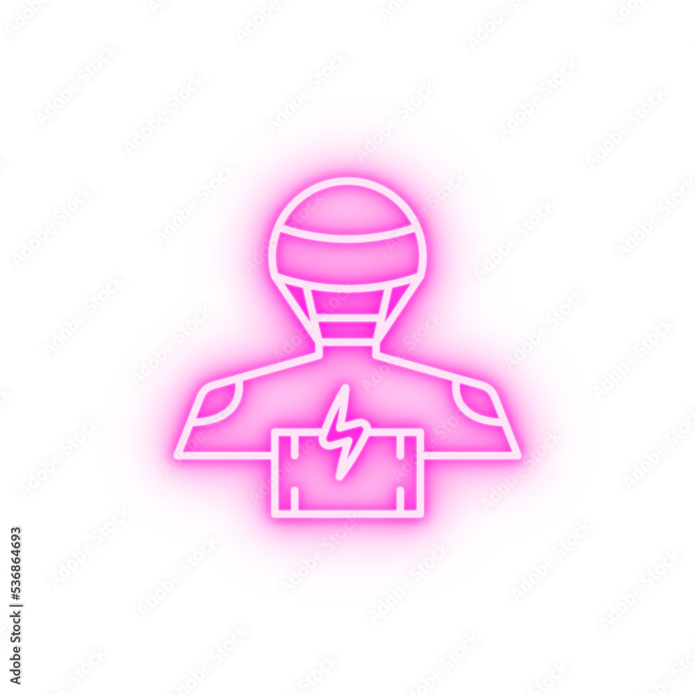 robot battery neon icon robot battery neon icon