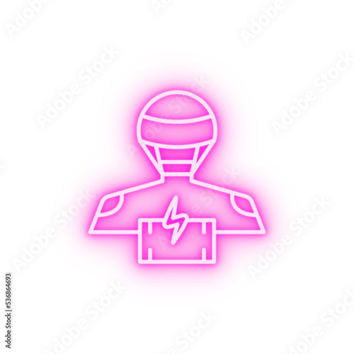robot battery neon icon