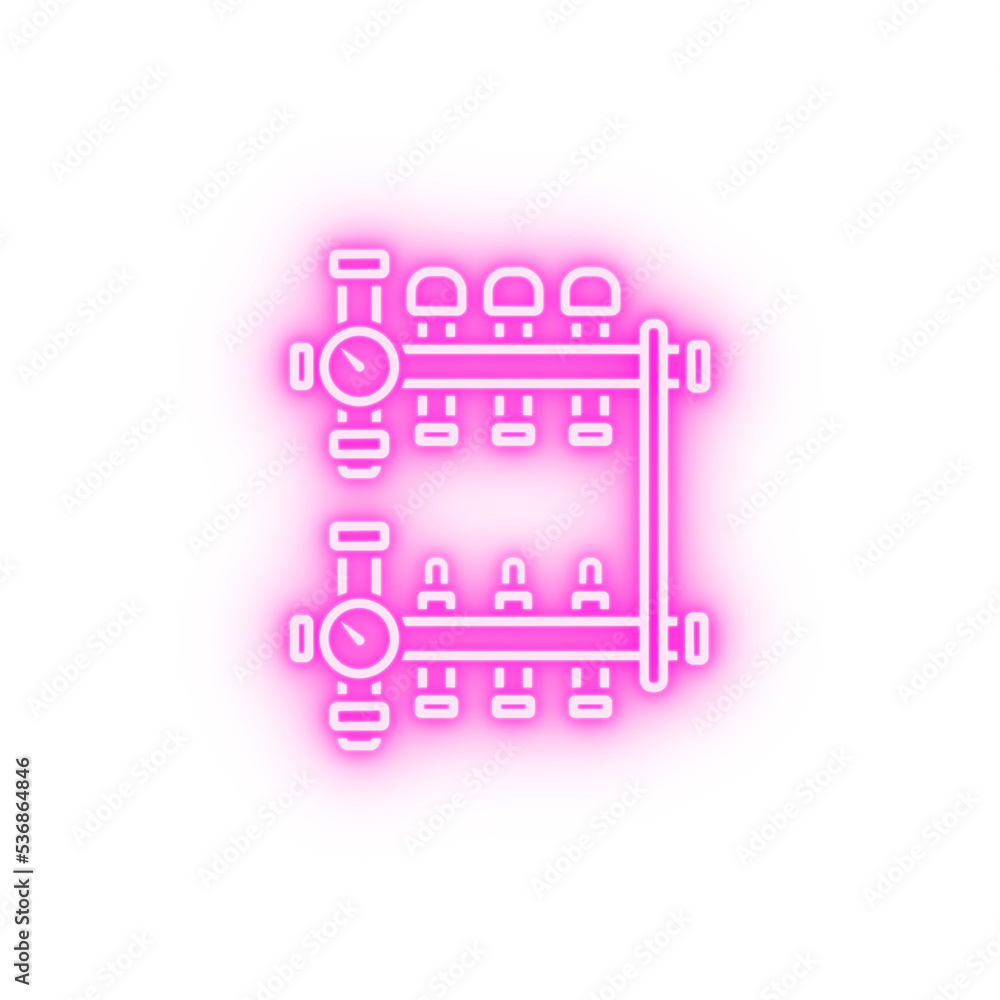 balancing heat manifold radiant manifold neon icon balancing heat manifold radiant manifold neon icon