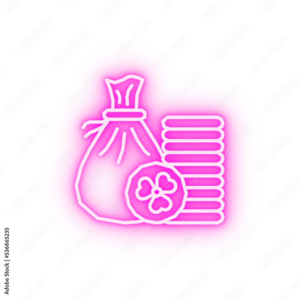 Bag coins money neon icon Bag coins money neon icon