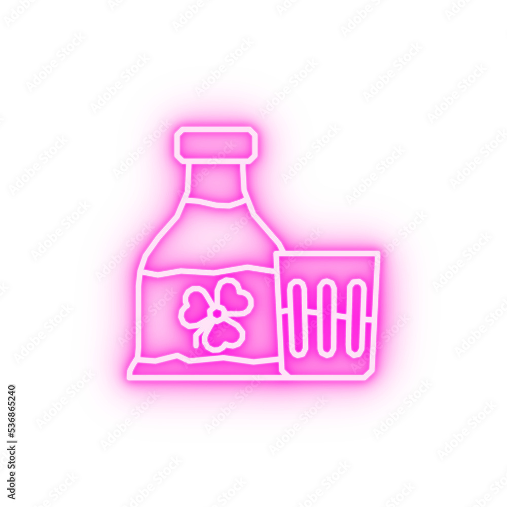 Bottle glass alcohol neon icon Bottle glass alcohol neon icon