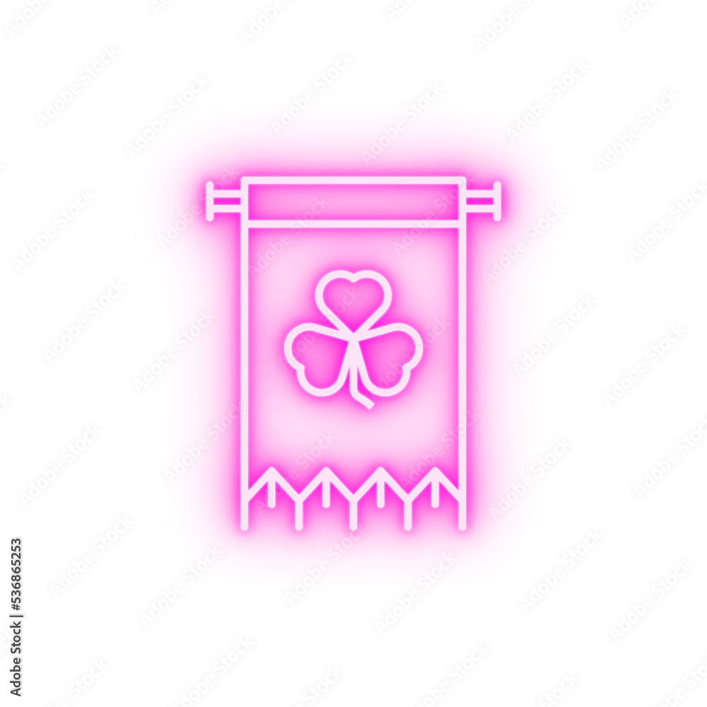 banner clover flag luck neon icon banner clover flag luck neon icon