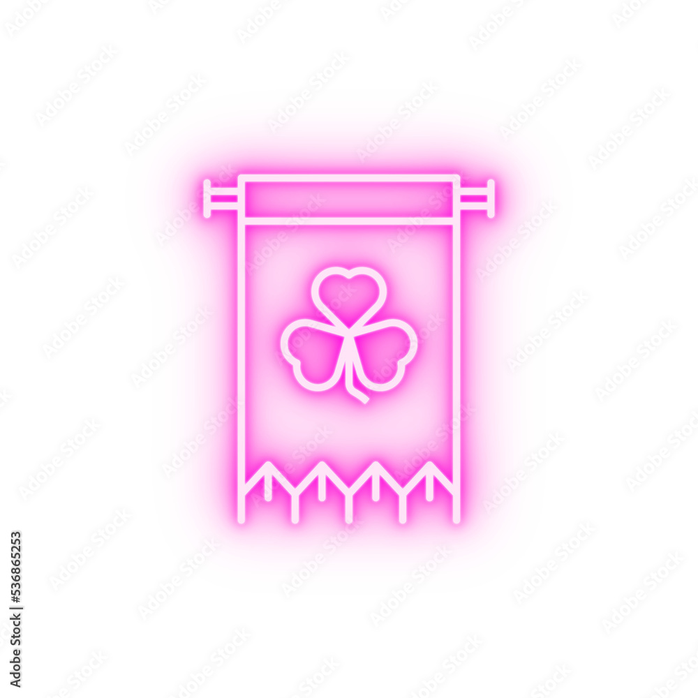 banner clover flag luck neon icon