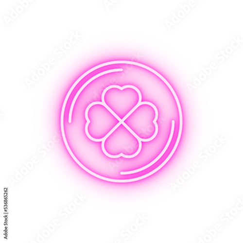clover medal leaf shamrock luck neon icon