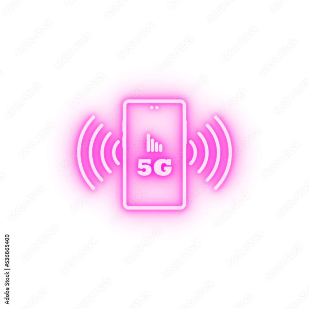5G connection data mobile neon icon 5G connection data mobile neon icon