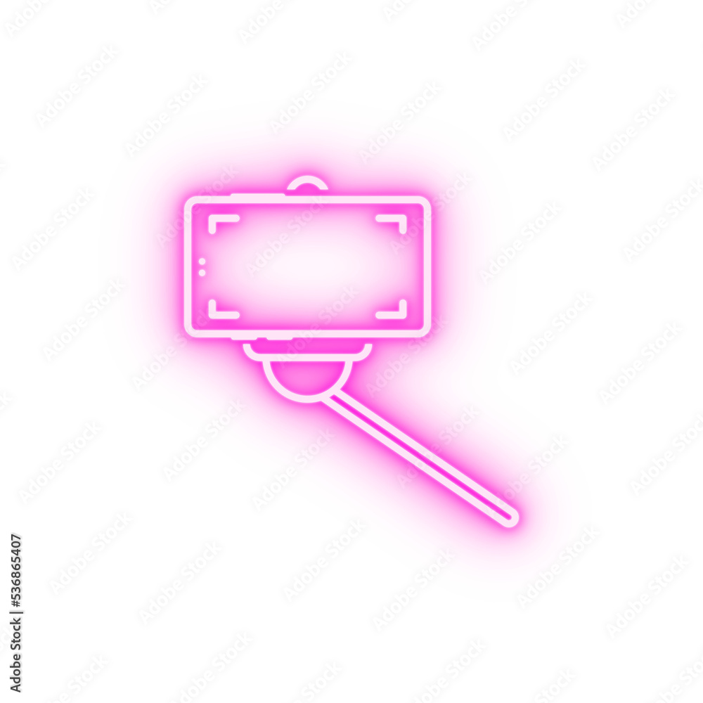 camera photo selfie stick phone neon icon camera photo selfie stick phone neon icon