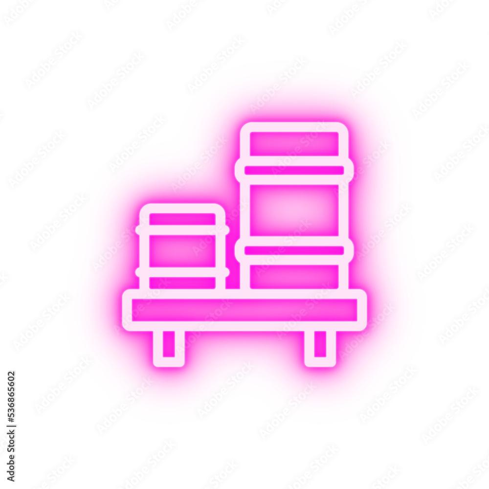 Container manufacturing neon icon Container manufacturing neon icon
