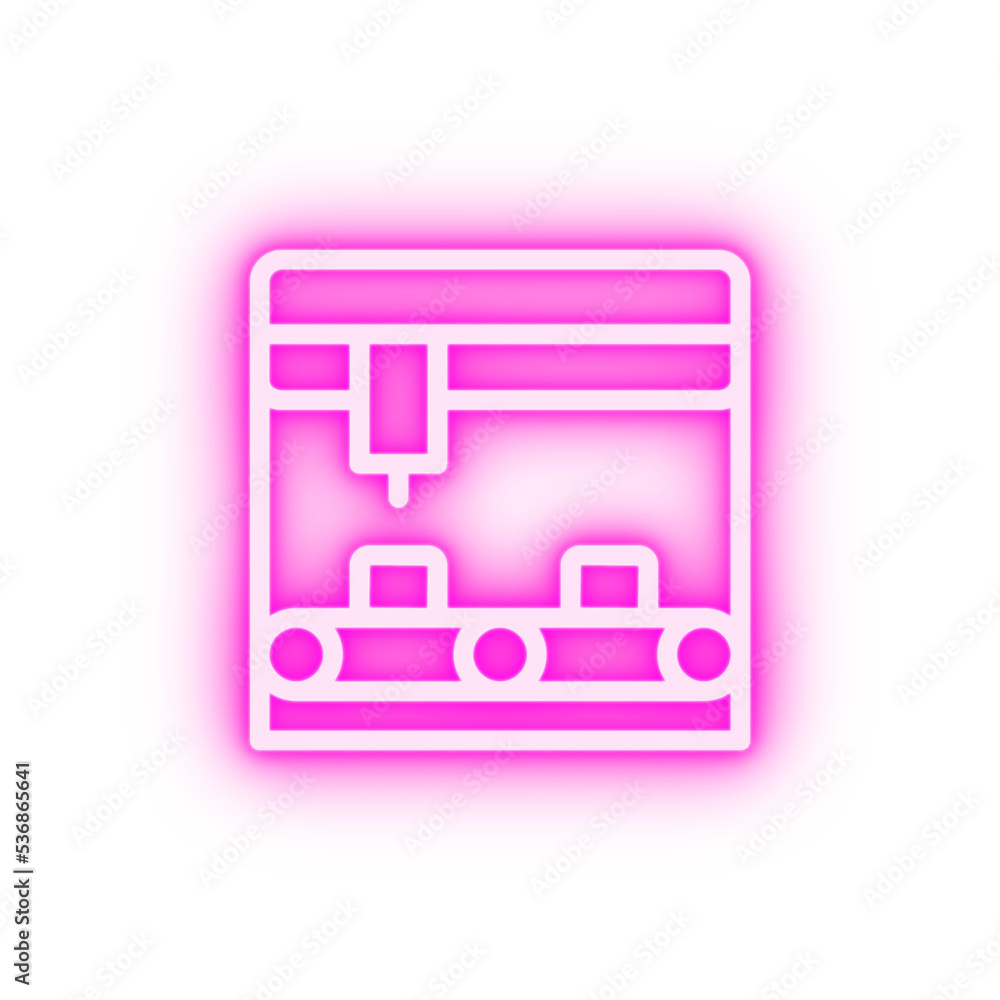 Assembly line manufacturing neon icon Assembly line manufacturing neon icon