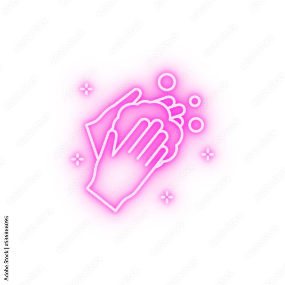 Obraz premium Hands foam soap neon icon