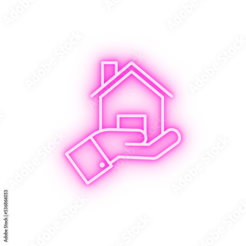 hand home insurance neon icon