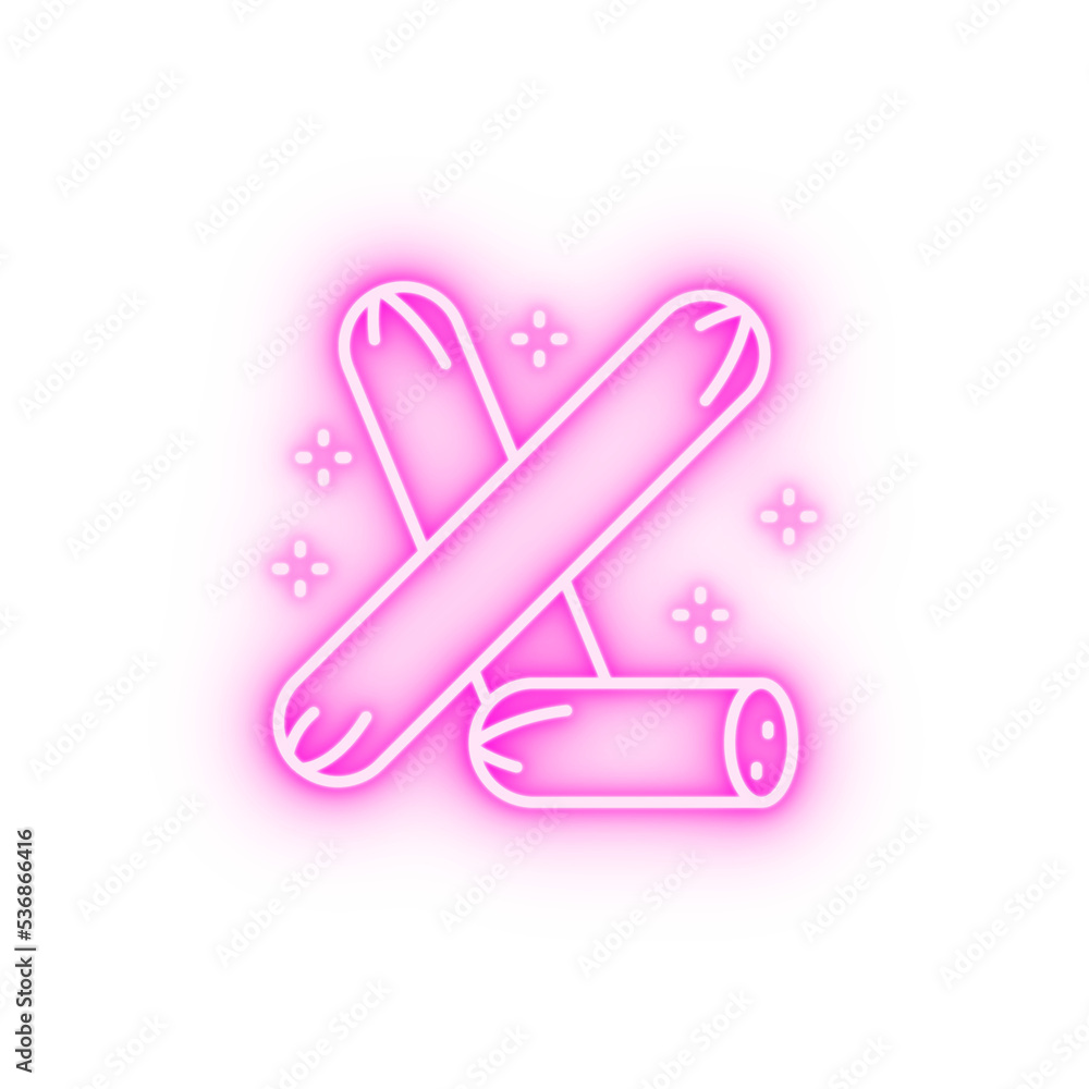 Sausages piece neon icon Sausages piece neon icon