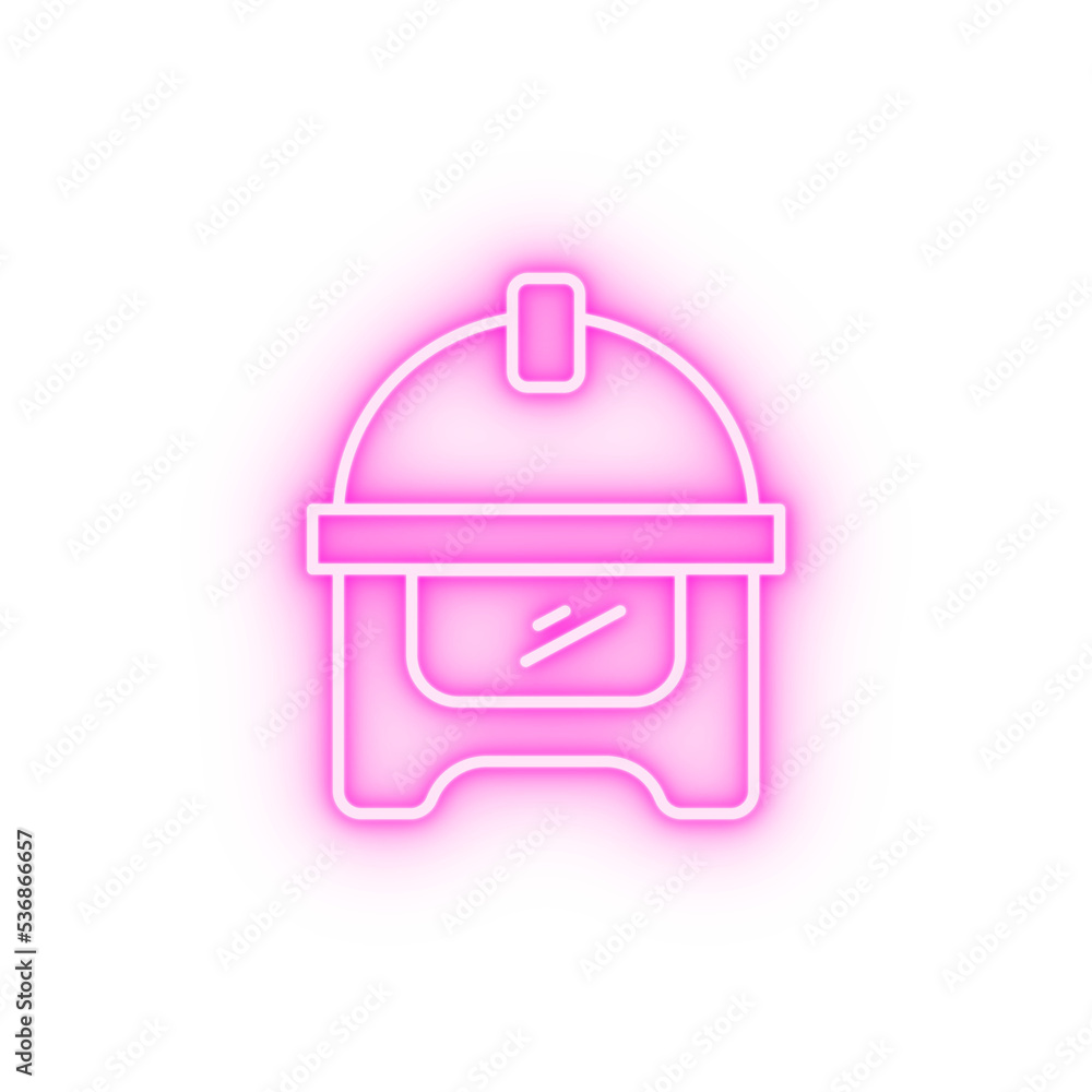 Firefighter helmet neon icon Firefighter helmet neon icon