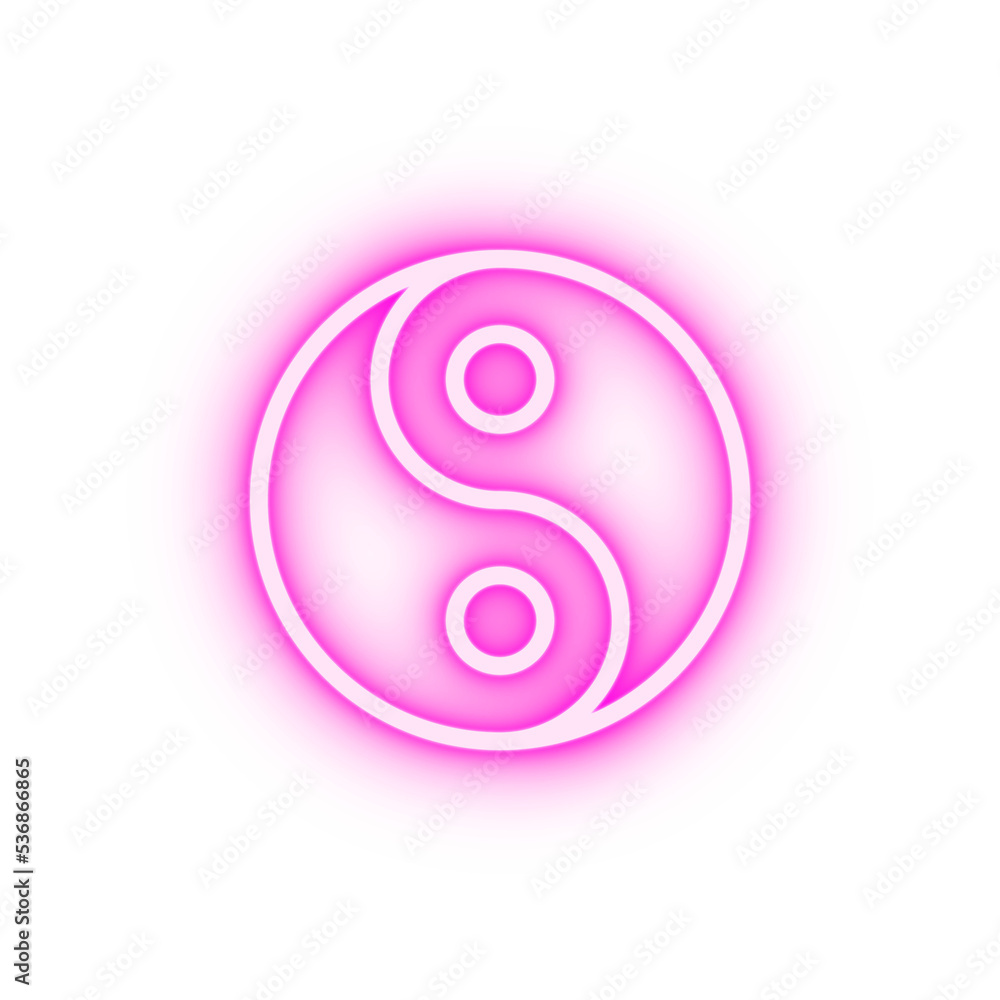 Ying Yang sign neon icon