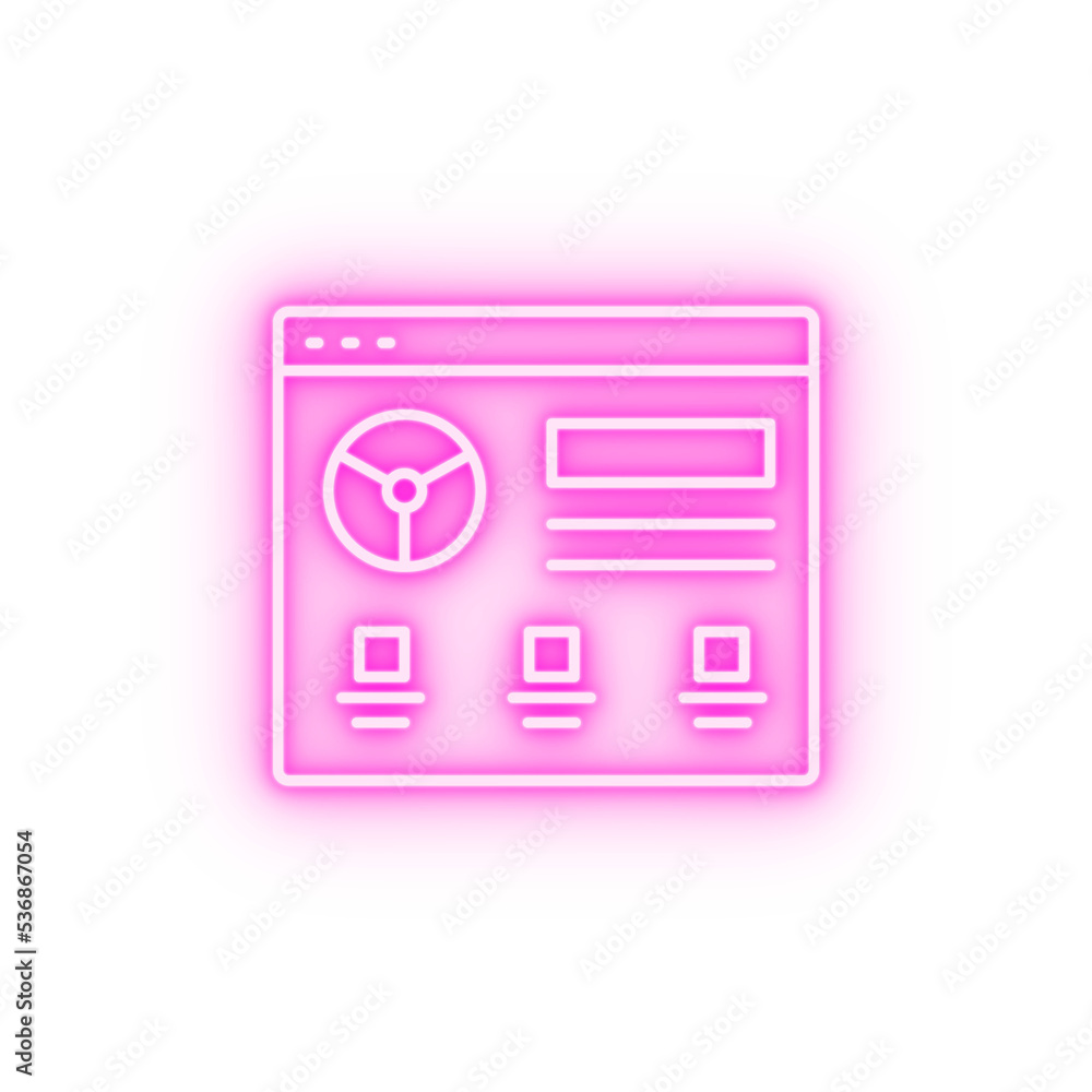 Web site test driver neon icon Web site test driver neon icon