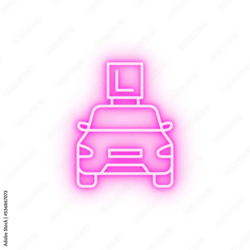 Car learning neon icon