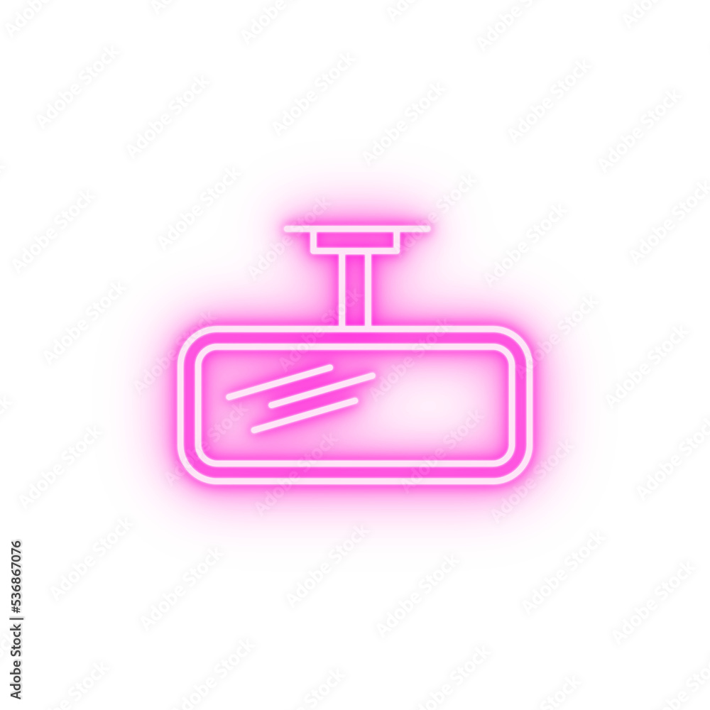 Mirror car neon icon Mirror car neon icon