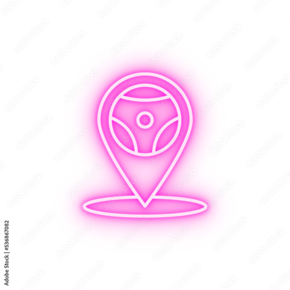Location steering wheel neon icon Location steering wheel neon icon