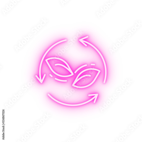 Leafs arrows renewable energy neon icon