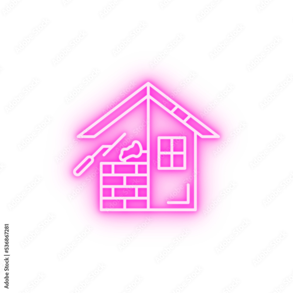 Construction house neon icon Construction house neon icon