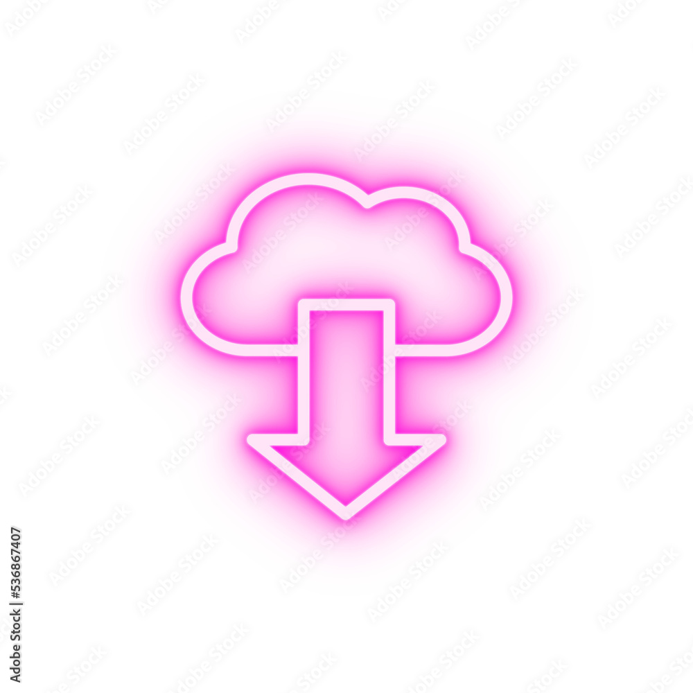 Cloud arrow download neon icon Cloud arrow download neon icon