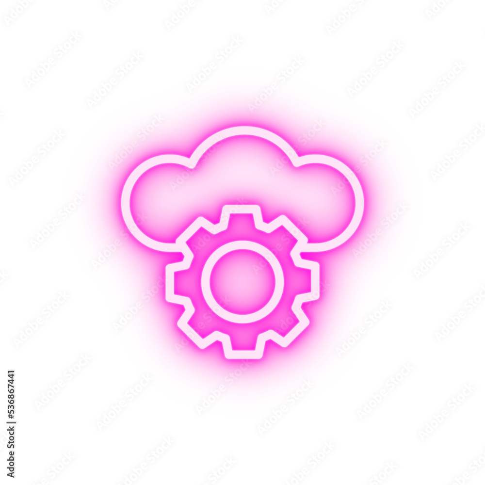 Cloud gear neon icon Cloud gear neon icon