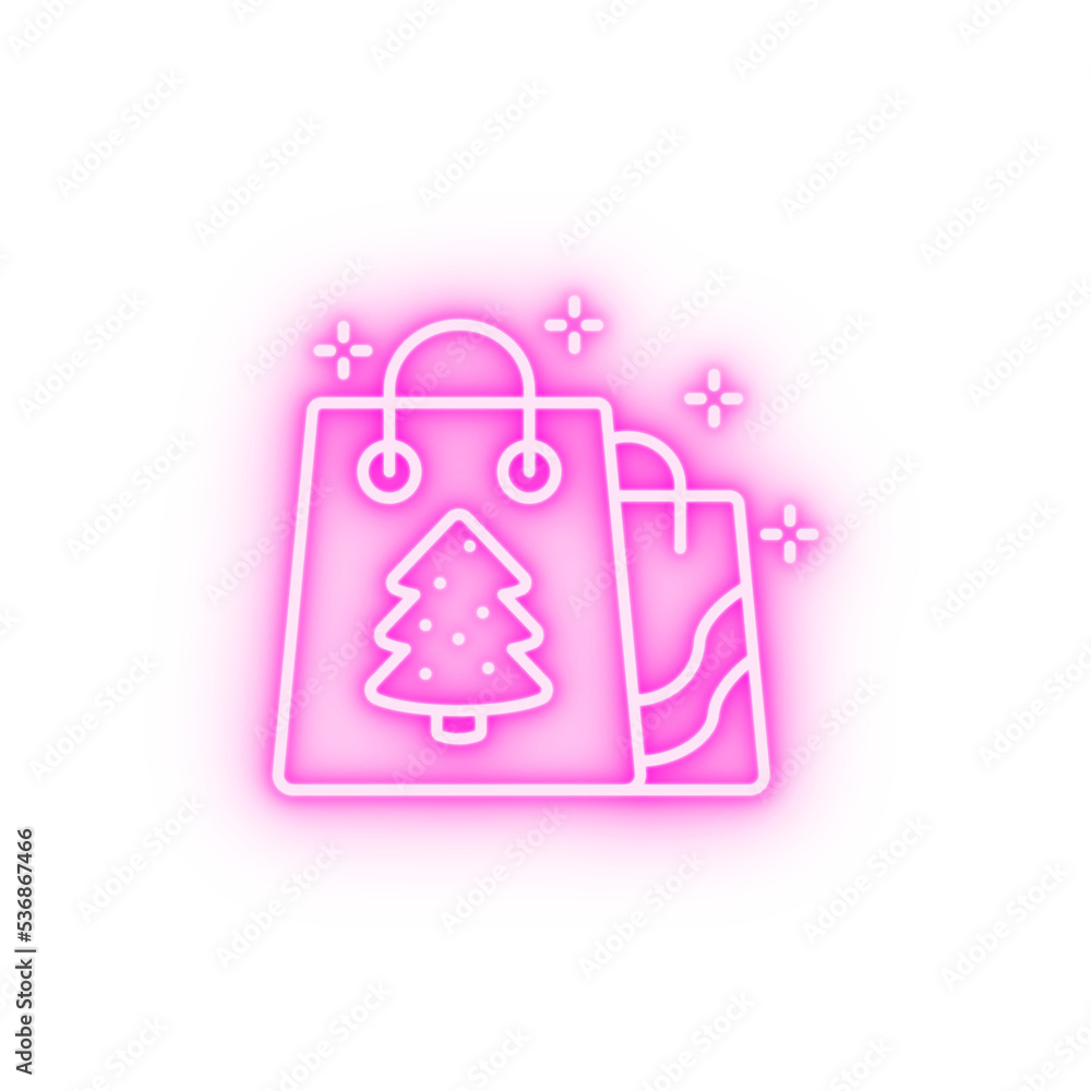 Package gift tree neon icon