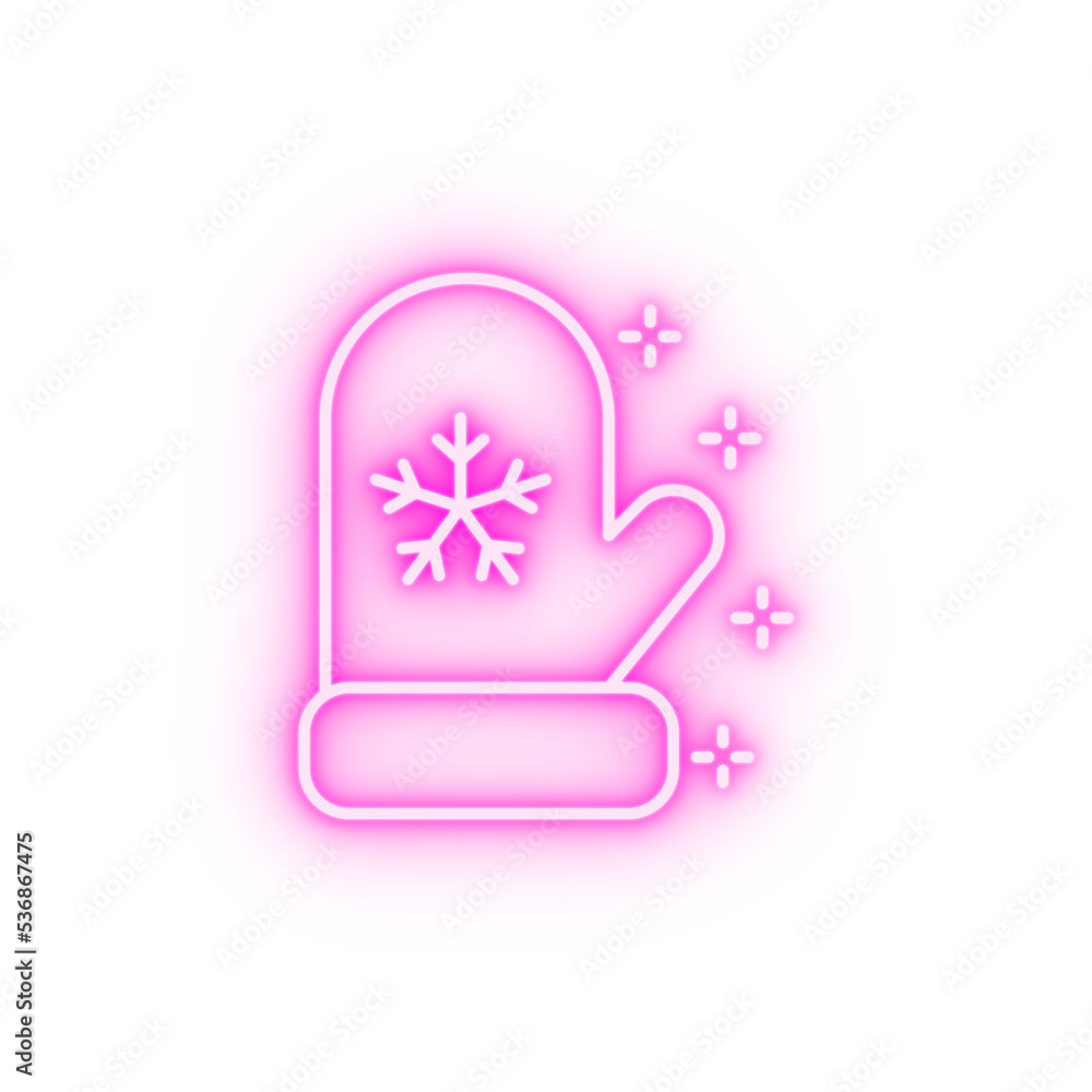 Snowflake mitten neon icon Snowflake mitten neon icon