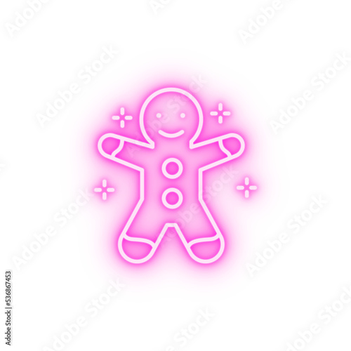 Gingerbread cookie neon icon