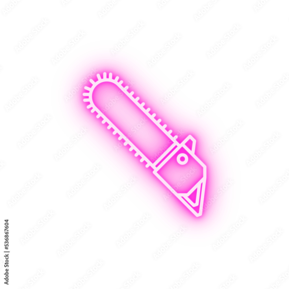 Carpentry chainsaw line vector neon icon Carpentry chainsaw line vector neon icon