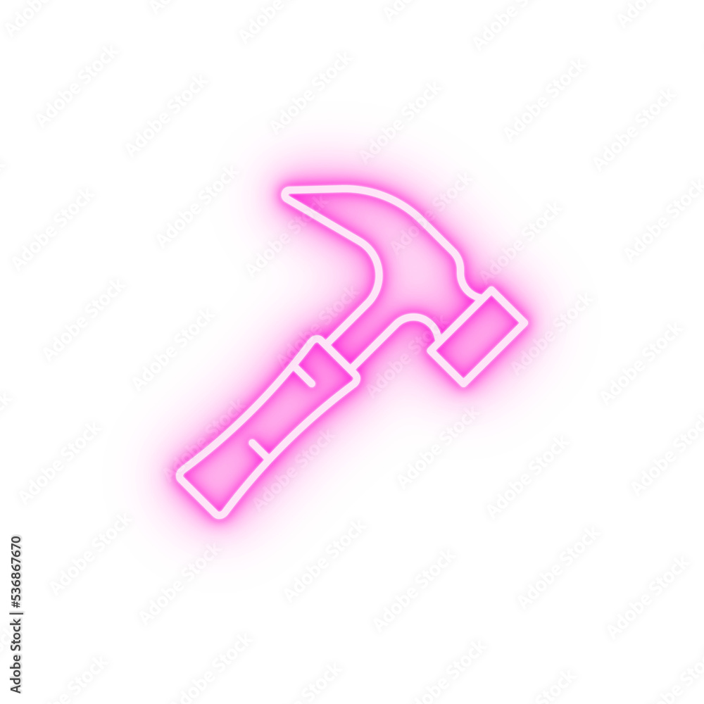 Carpentry hammer line vector neon icon Carpentry hammer line vector neon icon