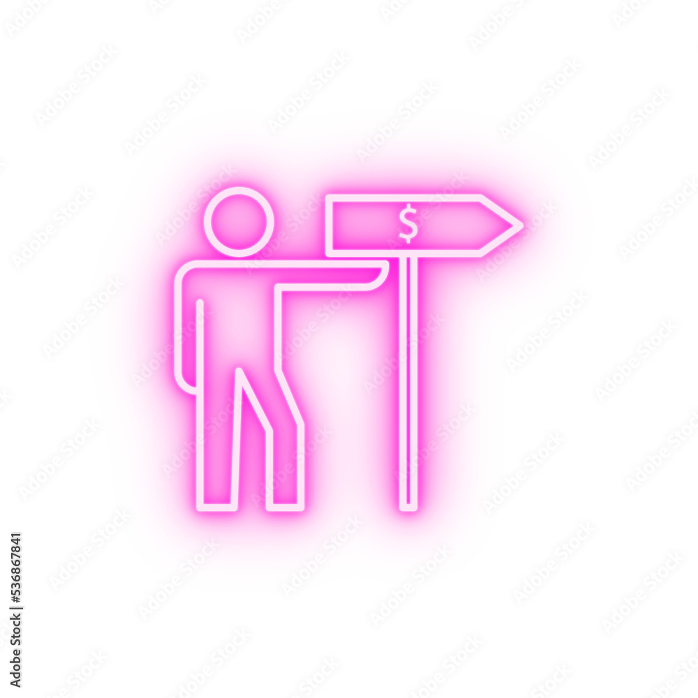 road sign of income line neon icon road sign of income line neon icon