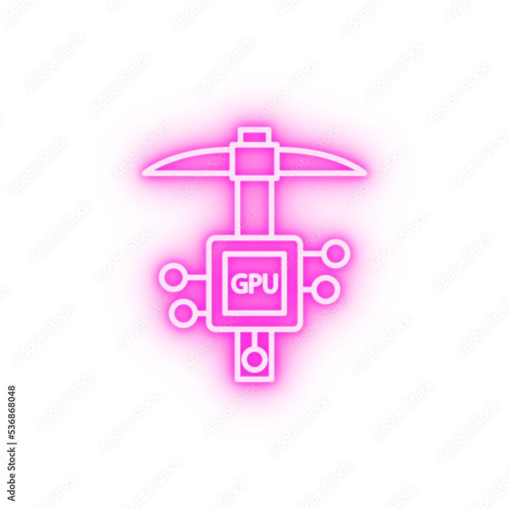 GPU block chain neon icon GPU block chain neon icon