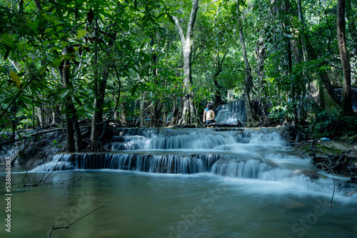Fototapeta Naklejka Na Ścianę i Meble -  The beautiful waterfall in the national park of Thailand.