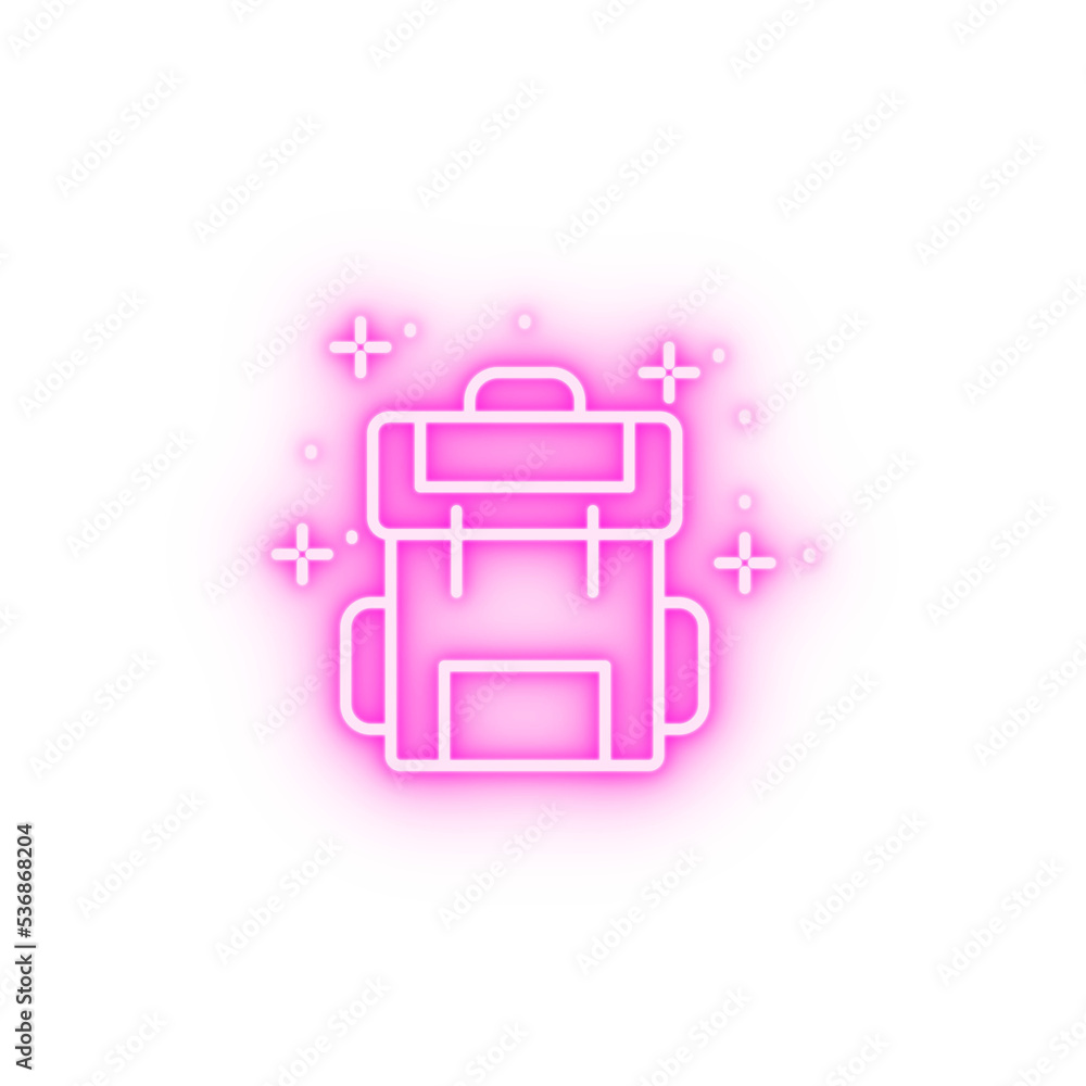 Backpack bag neon icon Backpack bag neon icon