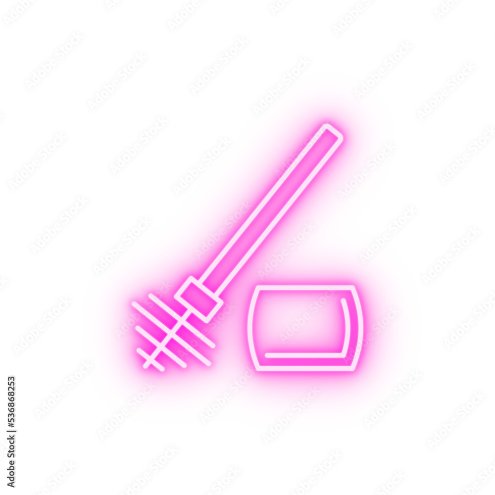 Brush toilet neon icon Brush toilet neon icon