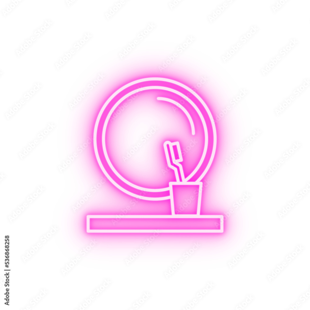 Mirror toothbrush neon icon Mirror toothbrush neon icon