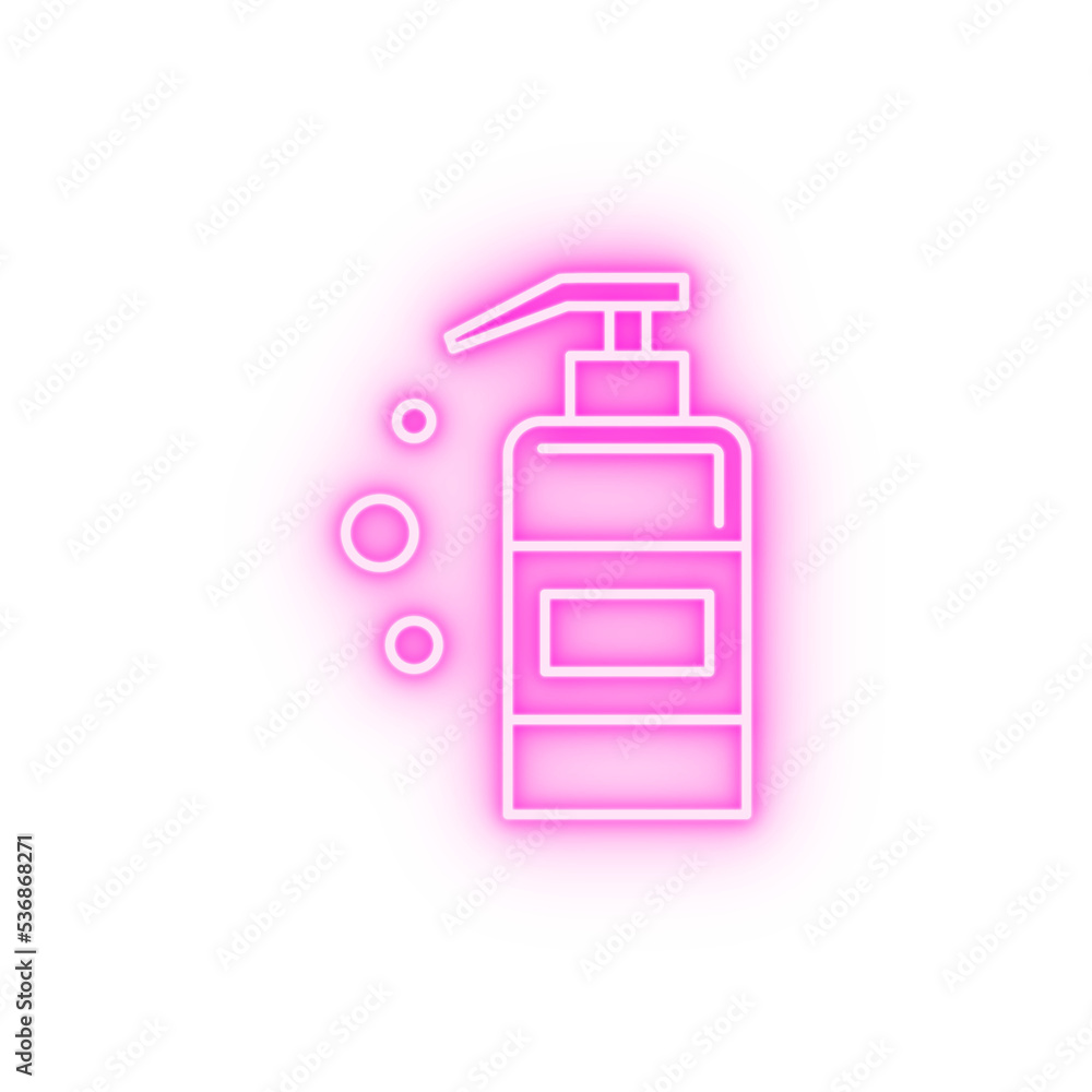 Soap bottle neon icon Soap bottle neon icon