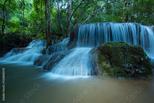 The beautiful waterfall in the national park of Thailand.